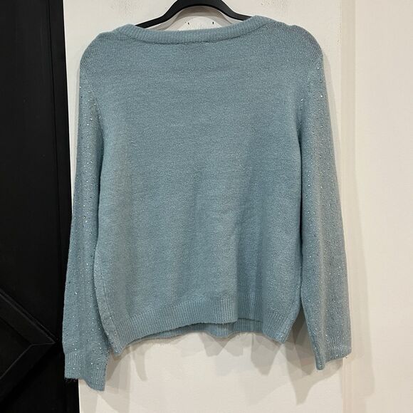Vintage Blue Anthony Richards Women’s Rhinestone Sweater Medium Petite Sparkle - Picture 4 of 6